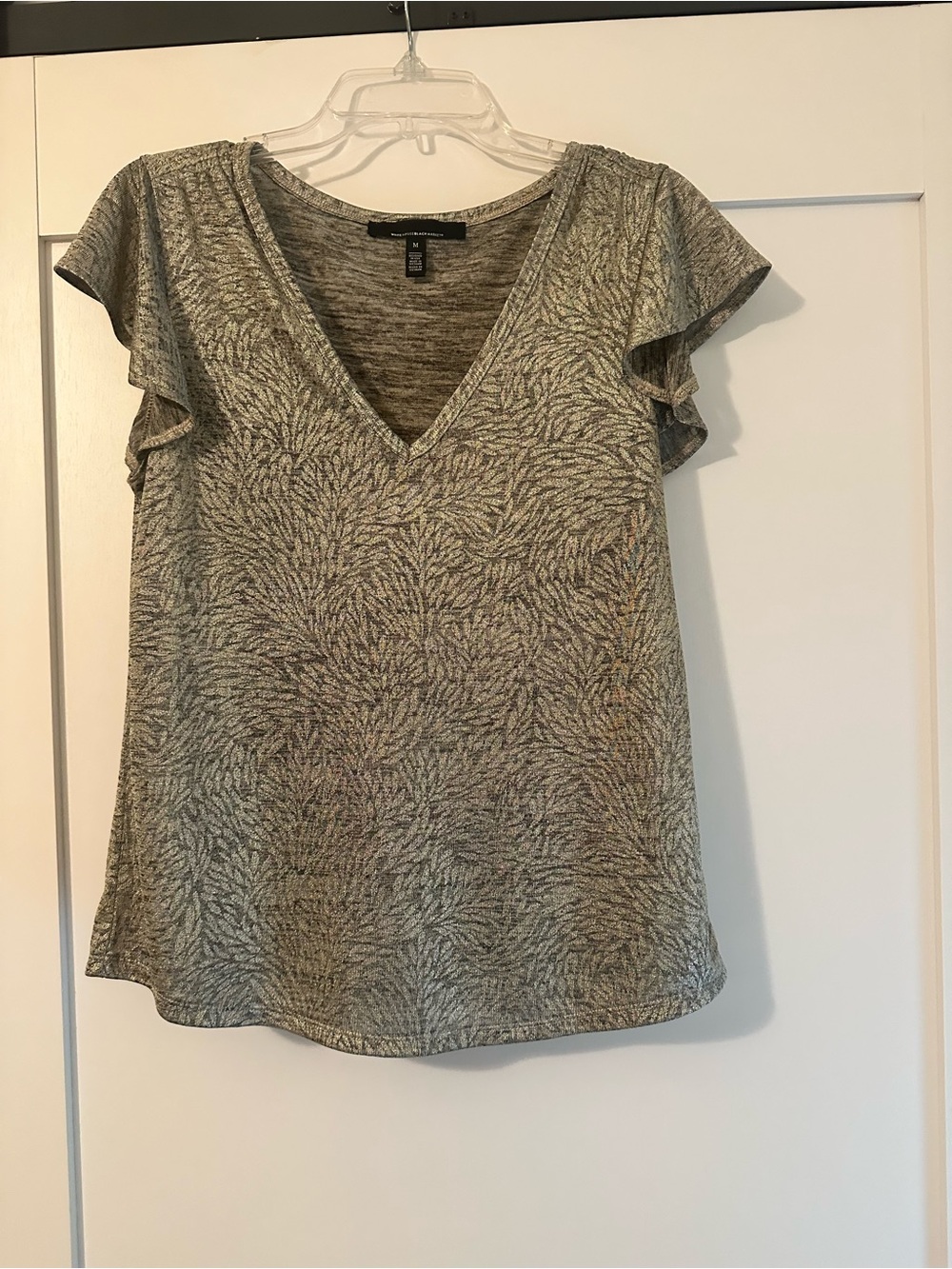 White House Black Market goldish V-Neck Flutter Sleeve Top